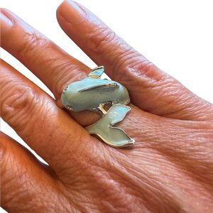 Light Sky Blue Wrap Around Dolphin Design Ring